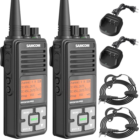 SAMCOM FPCN10A-PRO Long Range 2 Way Radios, Rugged Two-Way UHF Radio Walkie Talkies,Custom Channel Names, Group Call, Voice Playing for Construction,Commercial, Schools, Security (2 Pack)