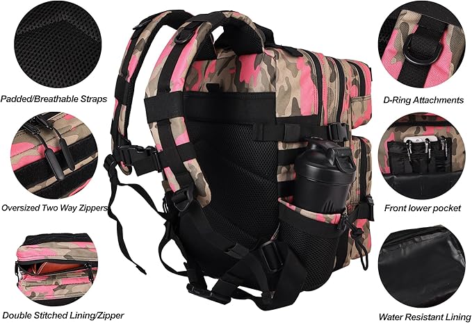 LHI Tactical Military Backpack for Men and Women 25L/35L Army Assault Pack Bag Small Rucksack with Bottle Holder