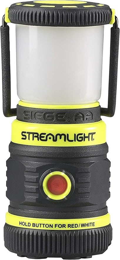 Streamlight 44943 Siege AA 200-Lumen Lantern with White & Red LEDs and Magnetic Base for Camping & Emergencies, Yellow