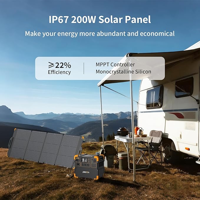 Pecron E2400LFP Power Station with 3072Wh Extra Battery and 200W Solar Panel*3, 2048Wh Portable Solar Generator for RV Travel, Camping, Home Use, CPAP, 2400W AC/100W USB-C Output