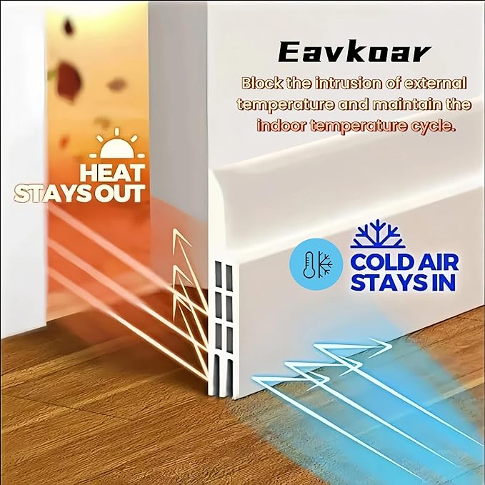 Adjustable Door Seal, Under Door Draft Blocker, Soundproofing Strip, Weather Stripping, Blocks Cold Air & Noise, Strong Adhesive Tape, Anti-Collision Design, Easy Install 2" W x 39" L, White