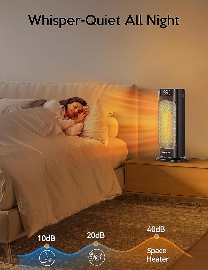 VAGKRI Space Heater, 1500W Portable Electric Heater with Thermostat, Remote, 3 Modes, Timer, Oscillating, Overheating & Tip-Over Protection, Fast Ceramic Heater for Bedroom Office Garage Indoor Use