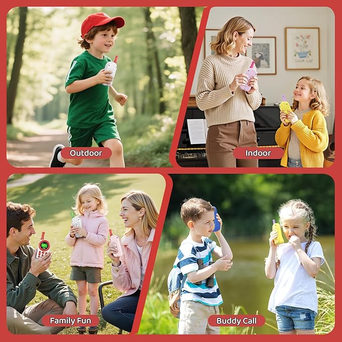 Walkie Talkies for Kids: 22 Channels 2 Way Radio Kids Toys for 3-12 Year Old - 3 Miles Long Range for Outdoor Camping Hiking - Christmas Birthday Gifts for Boys Girls, Red