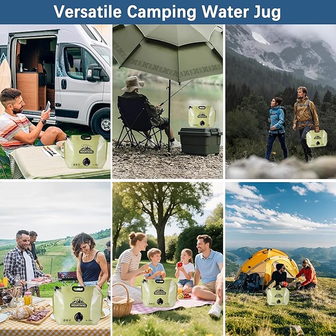 Water Jug Camping 2.1 Gallon Collapsible with Spigot, BPA Free Portable Water Pouch Foldable Water Bags for Outdoor Hiking, Travel and Emergency & Water Storage Containers (Beige-1Pcs)