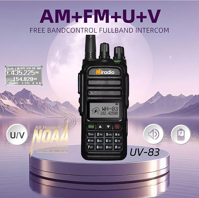 Y23UV-83 Professional Two-Way Radio, 128 Channel UHF VHF Handheld Walkie Talkie with NOAA Weather Alert, Dual Standby, VOX, FM Radio, USB-C Charging for Job Site, Outdoor