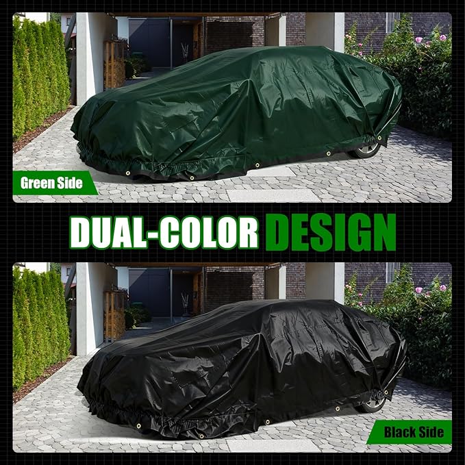 Sunvigor Tarp Waterproof 16x20Ft, Extra Thick 16 Mil Heavy Duty Tarp Cover, Tear & Fade Resistant, Outdoor Tarps with Brass Grommets and Reinforced Edges for Roof, Camping, Patio, Boat (Black/Green)