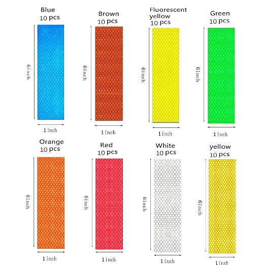Non Fading Reflective Stickers 1 inch X 6 inch, Outdoor Waterproof High Visibility Warning Safety Adhesive Reflector (80 Pcs)
