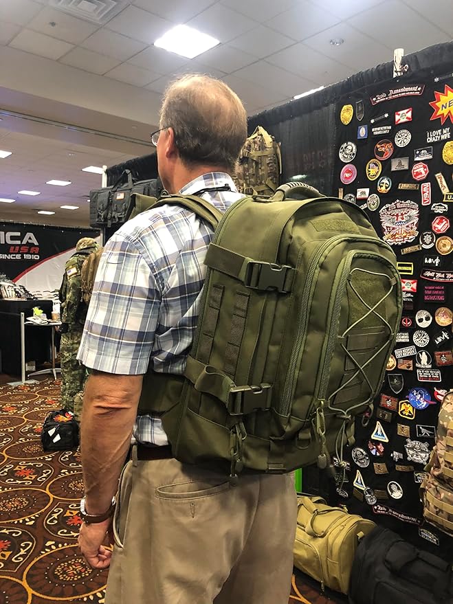 Large Tactical Backpack for Men Military Backpack with DIY System for Travel, Work,Camping,Hunting,Hiking,Sports (GREEN)