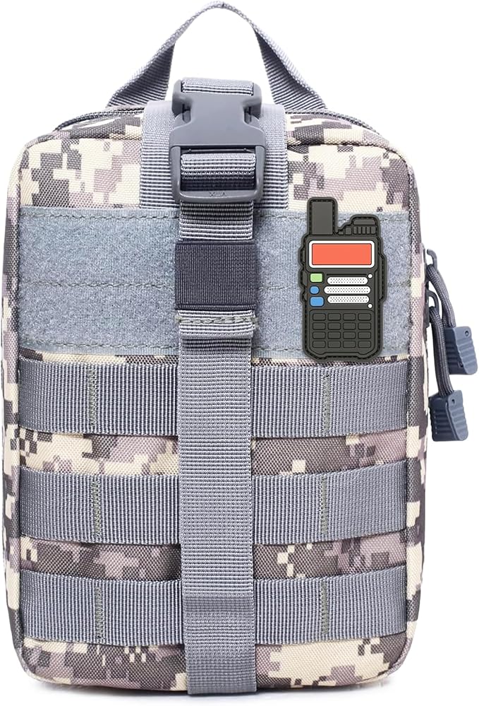 Ham Radio Go Bag in ACU Digital Camo Colour with Tear-Away Velcro Back - Molle Compatible, Multi-Pocket Design for Radios, Cables, and Gear