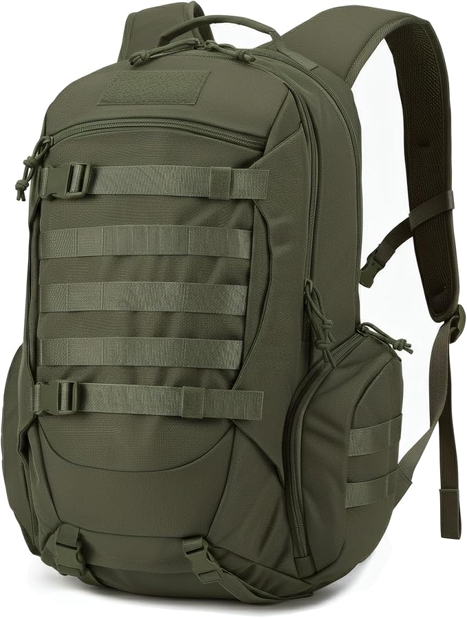35L Tactical Backpack for Men, MOLLE Military Bug Out Bag, Waterproof Rucksack for Hiking with Hydration Port Army Green