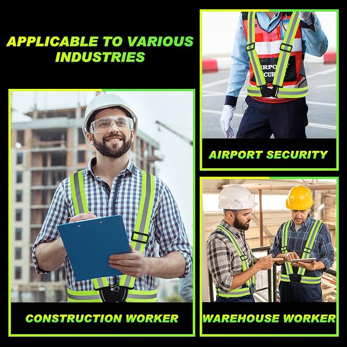 Hercicy 50 Pcs Reflective Vest High Visibility Safety Vests, Adjustable Running Gear Straps Lightweight Reflector for Construction (Yellow)