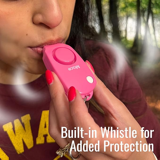Mace Personal Safety Alarm - Loud 130db Siren, Built in Emergency Whistle, Easy On/Off Push Button Activation, Batteries Included, Personal Alarm for Women & Men - Neon Pink