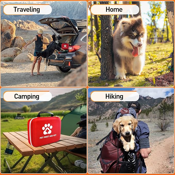 First Aid Kit for Dogs and Cats - 25 Piece Pet Emergency Kit for Travel, Home & Outdoor Use with Foldable Carry Case, Medical Supplies for Wound Care, Safety & Survival