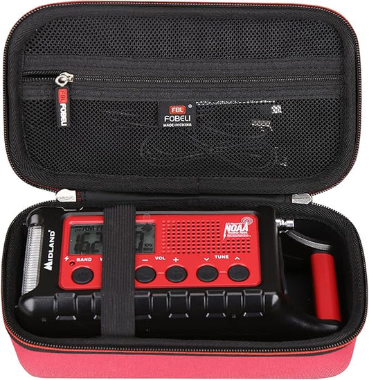 FBLFOBELI Hard EVA Storage Case Compatible with Midland ER310/ER310PRO/ER210/ER300/ER50 Emergency Crank Weather AM/FM Radio, Portable Travel Container Bag (Case Only) (Red)