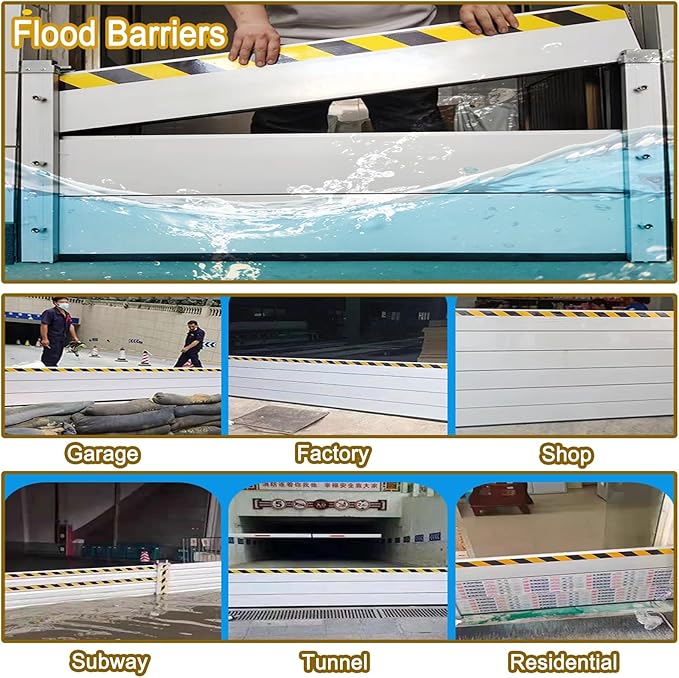 Reusable Aluminum Flood Barriers/Gates for Home Doors, 3/4/5/6/7/8/9/10/11/12/13/14/15/16/17/18ft Long Flood Prevention Barrier Water Stopper Shield for Outside/Indoor/Garage Door(H 1.3ft(4