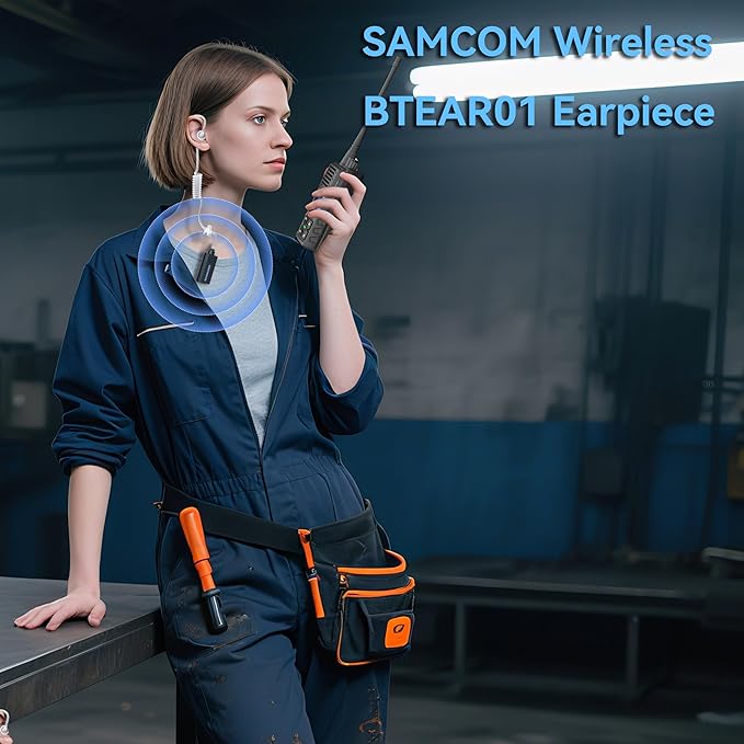 SAMCOM Walkie Talkie Wireless Headset, Hands-Free Long Lasting BTEAR01 Earpiece with Clear Acoustic Tube,2 Pin K Plug Microphone Earphone for FPCN30A radios, 6 Packs