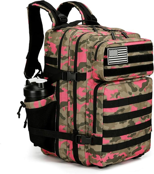 45L Tactical Assault Backpack 3 day assault pack with Molle Waterproof backpack Rucksack for Tactical Backpacks (Pink Camo)