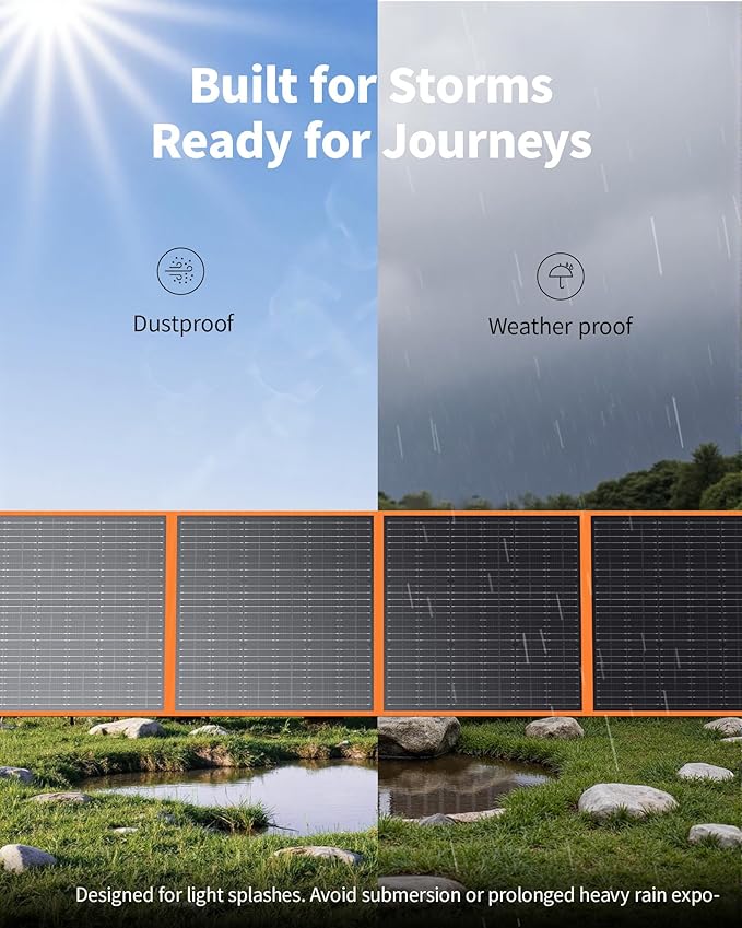 EBL 200W Portable Solar Panel for Power Station, Waterproof IP65 Foldable Solar Panel with MC-4 Anderson Output Connector for RV, Camping, Blackout