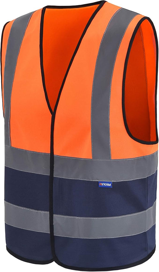AYKRM 12 colour High visibility viz vest hi vis viz reflective work construction safety vest (XS-8XL)