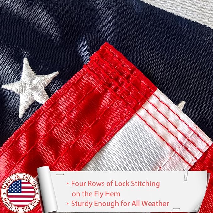 American Flag 12x18 Inches, Embroidery 50 Stars Ensign Nautical US Boat Flags with 2 Brass Grommets, Heavy Duty Nylon Outdoor Small American Flag for Boat, ATV and UTV
