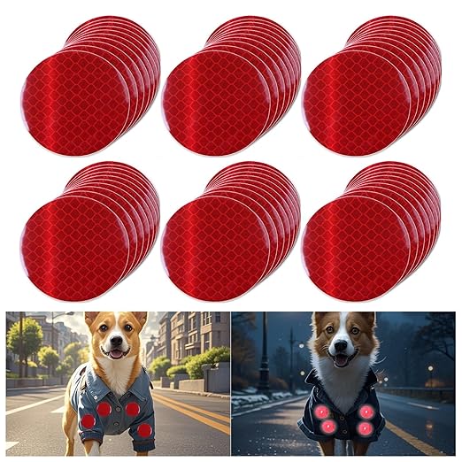 Red Reflective Stickers 2-inch Diameter Round Reflector, Outdoor Waterproof High Visibility Warning Adhesive Tape (60 Pcs)