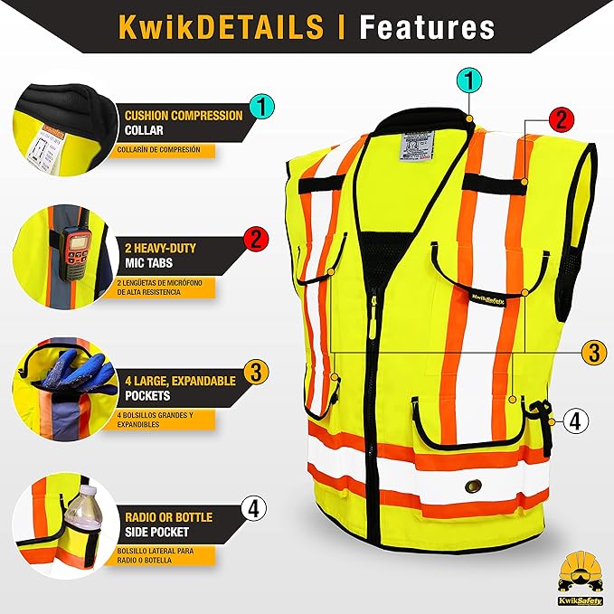 KwikSafety - Charlotte, NC - GODFATHER Safety Vest [CUSHIONED COLLAR + TABLET POCKET] ANSI OSHA