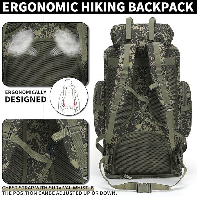 Hiking Backpack for Men 70L/100L Camping Backpack Military Rucksack Molle 3 Days Assault Pack for Climbing