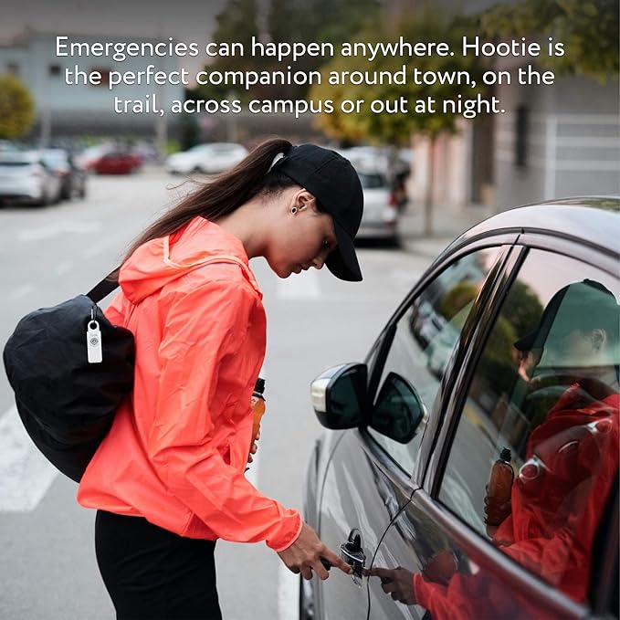 Hootie Personal Safety Alarm for Women, Men, & Kids - Keychain Alarm, Self Defense Strobe & Siren, Security Siren Keychain with 130dB Self Defense Siren & Strobe Light - Red
