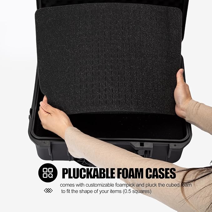 Hard case Waterproof Hard Case with DIY Customizable Foam Insert Portable Protective Case for Camera Drones Equipments Tools Test Instruments 16.9''x13.7''x5.9''