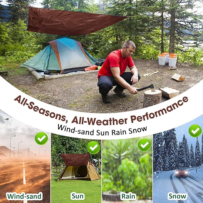 Heavy Duty Double-Sided Waterproof Poly Tarp 14x20 Feet 12mil Thick Polyethylene Tarps, Perfect for Outdoor Use, Plastic Cover & Mat for Tent Camping Storage Boat Bikes Vehicles