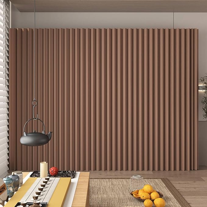 Paper Room Divider, Folding Privacy Screen Lightweight Stretchable Accordion Room Divider Wall, Portable Paper Wall Divide for Home, Office, Clothing Shop (Brown, L：158in x W: 17in x H：95in)