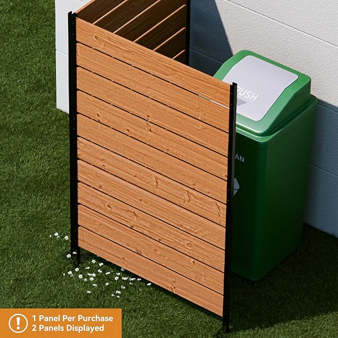 Modern Shade 5' x 3' Wood Privacy Fence Screen (4 Panel) Natural Cedar Wood, Outdoor Privacy Fence Panel for Deck Balcony, Conceals Trash Cans Air Conditioner, Ultimate Fence Privacy Screen