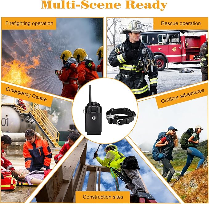 abcGoodefg Leather Radio Holster Set, Firefighter Radio Strap and Holder, Anti-sway Strap, Compatible with Motorola APX Series - for Firefighters, EMT, Police (Black)