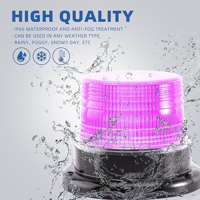 1-Pcs Purple LED Beacon Lights for Funeral Escort Truck Vehicles Car, 12-24V Warning Safety Flashing Emergency Strobe Mini Light Bar with Magnetic Base