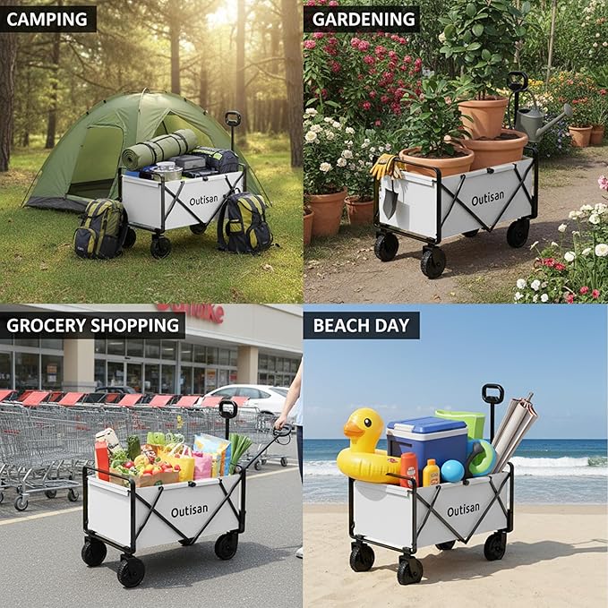 e-Wagon Air Electric Wagon Cart, 300LB Capacity Foldable Wagon with Dual Motor, 9-Mile Range & Swappable Battery, 3-Second Collapsible Utility Cart for Camping, Garden, Slate Gray