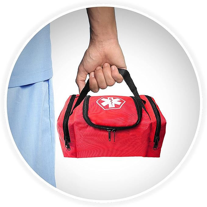 ASA TECHMED First Aid Responder EMS Emergency Medical Trauma Bag EMT, Fire Fighter, Police Officer, Paramedics, Nurse, Red
