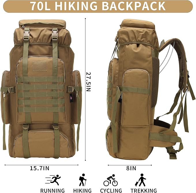 Hiking Backpack for Men 70L/100L Camping Backpack Military Rucksack Molle 3 Days Assault Pack for Climbing