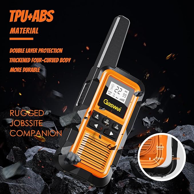 G2pro Walkie Talkies Long Range for Adults, Waterproof, Shock Resistant & Rechargeable Two-Way Radio with VOX 2 Pack(Orange)