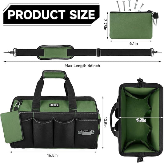 Tool Bag,16-Inch Heavy Duty Tool Bags for Men,27 Pockets Tool Box Organizer Storage,Wide Mouth Toolbag Tools Tote Carrying Case for Dad,Mechanic,Electrician