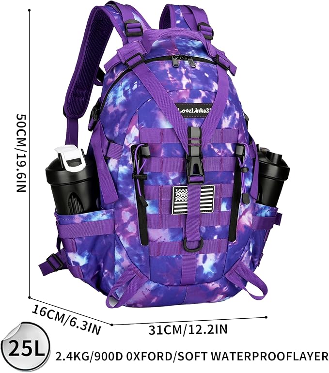 25L Tactical Backpack Hiking Daypacks Outdoor Military Molle Bag EDC Rucksack Motorcycle Backpack for Camping