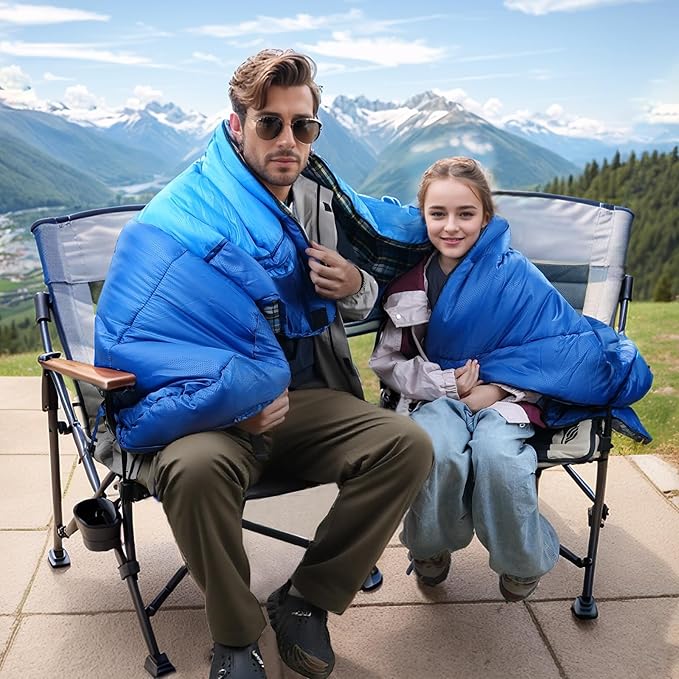 Cotton Flannel Lined Sleeping Bag for Adults Teens Kids, Cold Weather & Warm, 3 Seasons, Lightweight Compact Camping Essentials Equipment, Hiking, Outdoor, Travel