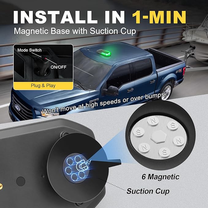 Agrieyes Magnetic Strobe Light for Trucks, 68 LED Amber Emergency Light Bar for Vehicles, Smoked LENS Beacon Flashing Warning Security Caution for Plow Snow Trailer Tractor Safety Waterproof Green