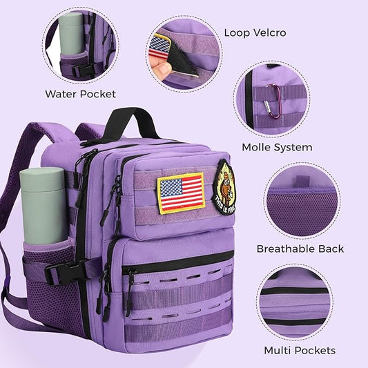 9L Mini Tactical Backpack for Men Women,Small Military Tactical Backpack for Sport,Gym,Hiking,Travel,Camping (Purple)