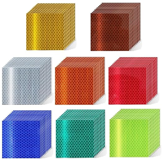 Non Fading Reflective Stickers 2 inch X 2 inch, Outdoor Waterproof High Visibility Warning Safety Adhesive Reflector Tape (80 Pcs)