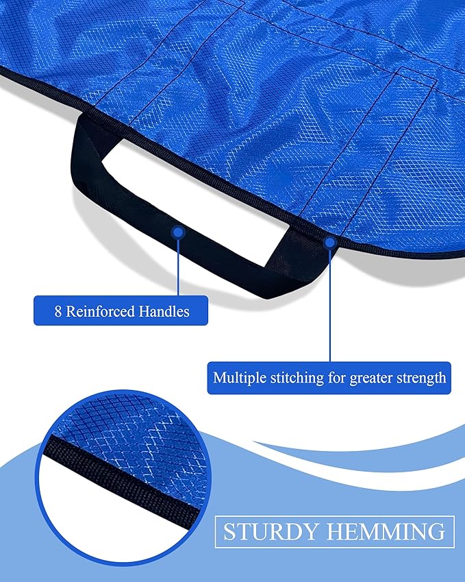 SPRING SEAON Patient Positioning Bed Pad with Handles – Transfer & Slide Sheet for Elderly Care, Waterproof Washable Draw Sheet for Hospital or Home Use, 46.5" x 38.5", 450 LBS Support,Blue