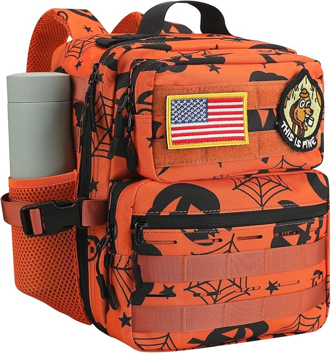 9L Mini Tactical Backpack for Men Women,Small Military Tactical Backpack for Gym,Hiking,Camping,Cycling (Halloween Phantom)