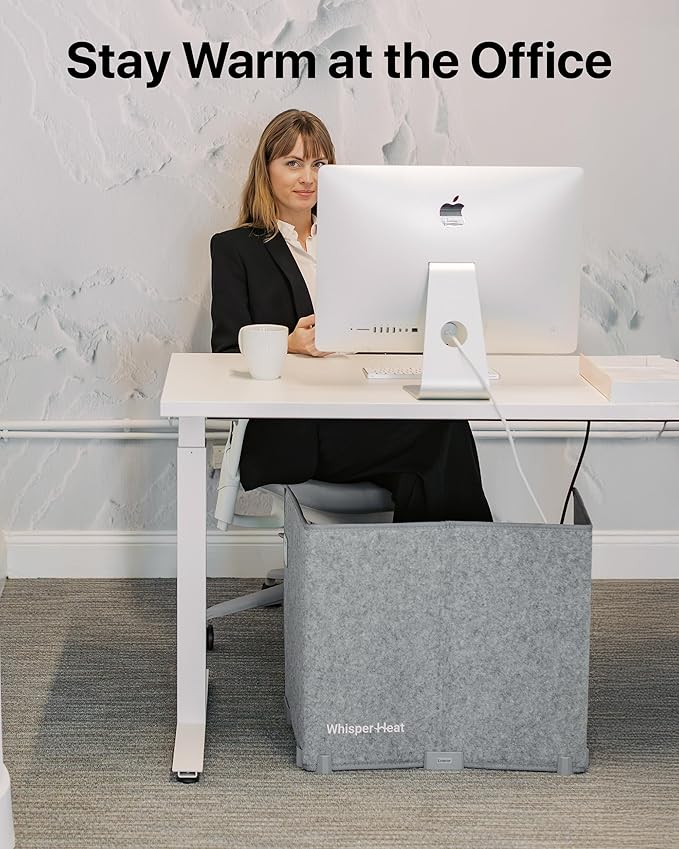 Under Desk Warmer - Silent and Energy Efficient - Personal Under Desk Heater for Legs and Feet - for Office and Home - with Thermostat and Timer