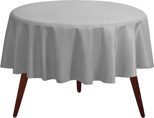 Gee Di Moda Round Tablecloth - 90 Inch Silver Round Table Cloth for 30 to 60 Inch Round Tables - Heavy Duty Washable Fabric - for Buffet Table, Holiday Party, Dinner, Wedding & Baby Shower