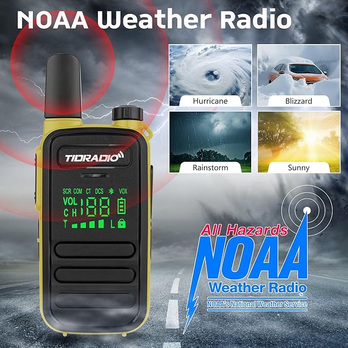 TIDRADIO Waterproof Walkie Talkies for Adults,22 CH TD-M11 Long Range Two Way Radio,LED Display,Wireless Programming,NOAA,VOX,Frequency Copy, Rechargeable Handheld 2-Way Radios with 6 Color (6 Pack)