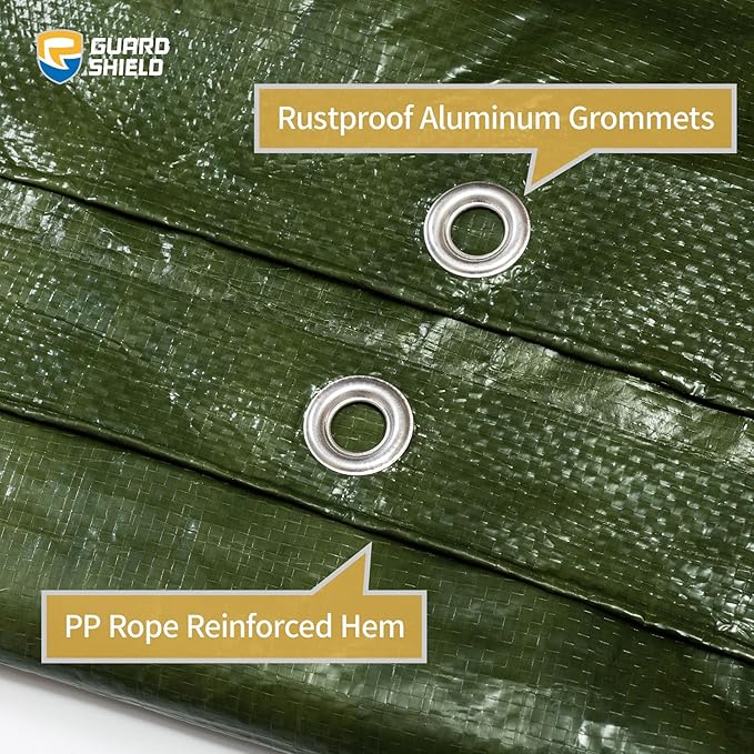 GUARD SHIELD Green Tarp Waterproof 10x12 Feet Medium Duty All Purpose Poly Tarps Cover 7mil (2-Pack)